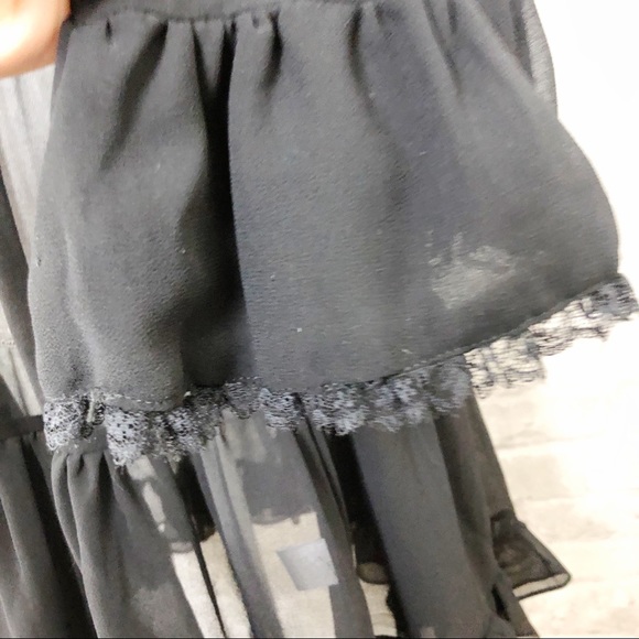 NWOT GENERATION LOVE Black Chiffon Ruffle Long Sleeve Semi Sheer Mini Dress Sm - Picture 9 of 16